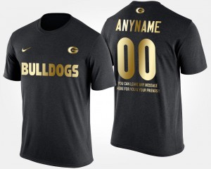 Short Sleeve With Message GA Bulldogs College Custom T-Shirts Black #00 For Men Gold Limited