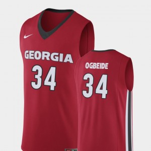 Basketball Men's Derek Ogbeide College Jersey UGA Bulldogs #34 Replica Red