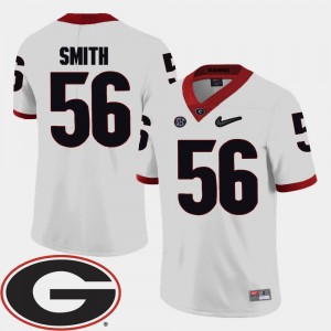 Mens #56 Garrison Smith College Jersey 2018 SEC Patch Football White Georgia