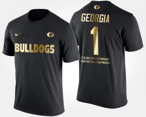 No.1 Short Sleeve With Message #1 Men Black College T-Shirt Gold Limited Georgia Bulldogs