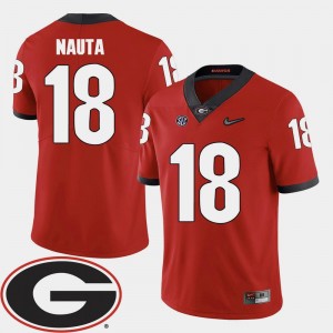 Football Men #18 2018 SEC Patch Isaac Nauta College Jersey Red University of Georgia