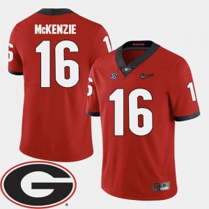 For Men 2018 SEC Patch Red Football Georgia Bulldogs #16 Isaiah McKenzie College Jersey