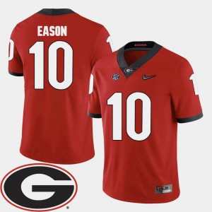 Georgia Bulldogs Football #10 Red Jacob Eason College Jersey For Men's 2018 SEC Patch