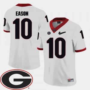 White University of Georgia Jacob Eason College Jersey 2018 SEC Patch Football #10 For Men