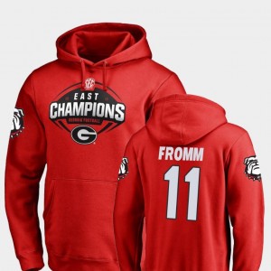 Jake Fromm College Hoodie 2018 SEC East Division Champions Football Red #11 Georgia Bulldogs Men's