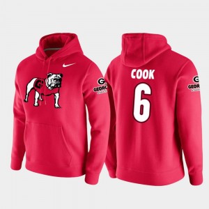James Cook College Hoodie Red #6 University of Georgia Football Pullover For Men's Vault Logo Club