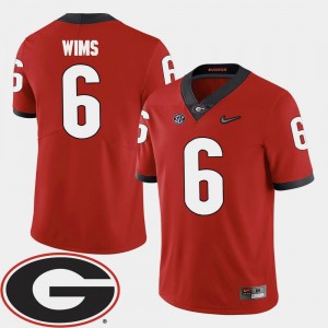 Men Javon Wims College Jersey UGA 2018 SEC Patch #6 Football Red