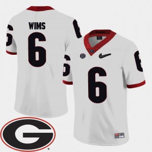 #6 Football 2018 SEC Patch University of Georgia White Javon Wims College Jersey Mens