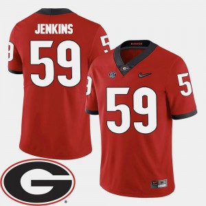 #59 2018 SEC Patch University of Georgia Jordan Jenkins College Jersey Red Football Men's