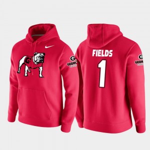 UGA Vault Logo Club #1 Justin Fields College Hoodie For Men Football Pullover Red