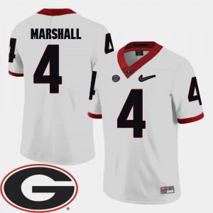 UGA Bulldogs #4 Football Keith Marshall College Jersey White 2018 SEC Patch Mens