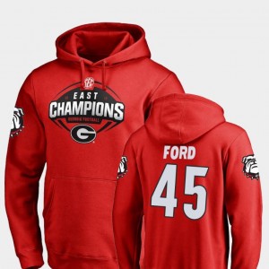 #45 Luke Ford College Hoodie 2018 SEC East Division Champions Men Football Red UGA