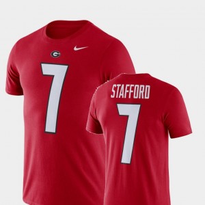 Mens Football Performance Red #7 Georgia Bulldogs Matthew Stafford College T-Shirt