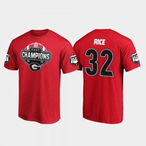 2019 SEC East Football Division Champions UGA #32 Red Monty Rice College T-Shirt Men