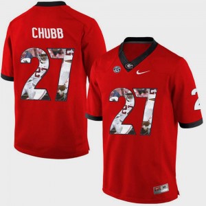 #27 Men's Red Nick Chubb College Jersey Pictorial Fashion Georgia