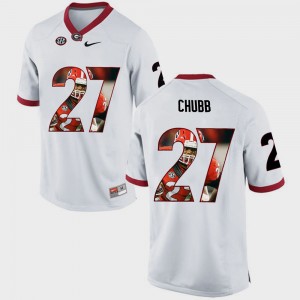 White Nick Chubb College Jersey Pictorial Fashion #27 Georgia Bulldogs For Men's
