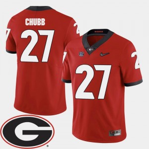 For Men #27 Nick Chubb College Jersey Red 2018 SEC Patch GA Bulldogs Football