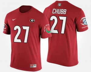 Red Southeastern Conference Rose Bowl Bowl Game UGA #27 For Men's Nick Chubb College T-Shirt