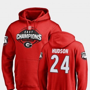Football #24 Georgia Bulldogs 2018 SEC East Division Champions Prather Hudson College Hoodie For Men's Red