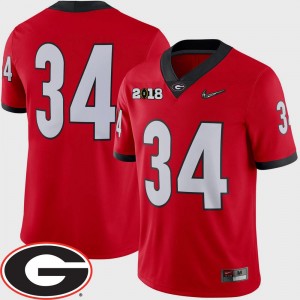 #34 Football Georgia Bulldogs Men 2018 National Championship Playoff Game Red College Jersey