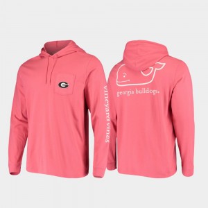 For Men's Red College T-Shirt Whale Georgia Hooded Long Sleeve