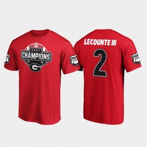 Red 2019 SEC East Football Division Champions Georgia Richard LeCounte III College T-Shirt For Men #2
