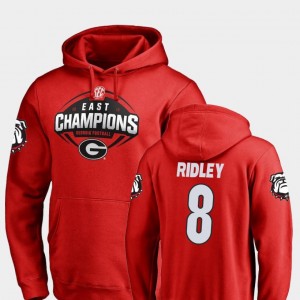 For Men's Football Red GA Bulldogs #8 Riley Ridley College Hoodie 2018 SEC East Division Champions