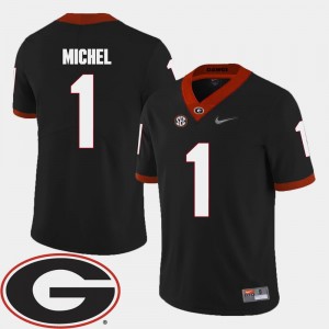 Georgia #1 2018 SEC Patch For Men's Black Football Sony Michel College Jersey