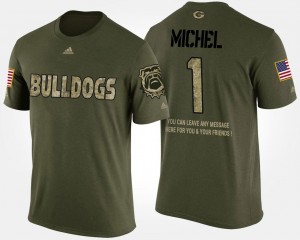University of Georgia Men Military Short Sleeve With Message Sony Michel College T-Shirt Camo #1