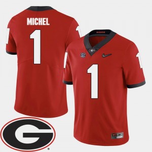 2018 SEC Patch Football For Men Red Sony Michel College Jersey UGA #1