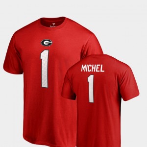 Mens Red Legends Sony Michel College T-Shirt Name & Number #1 University of Georgia