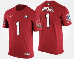 Sony Michel College T-Shirt Bowl Game #1 Southeastern Conference Rose Bowl Red GA Bulldogs Men's