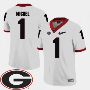 UGA Sony Michel College Jersey 2018 SEC Patch For Men's #1 Football White