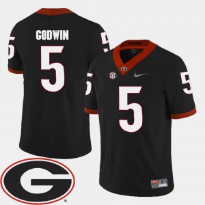 Football #5 GA Bulldogs For Men Terry Godwin College Jersey Black 2018 SEC Patch