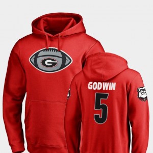 Game Ball Terry Godwin College Hoodie #5 Football Red GA Bulldogs For Men's