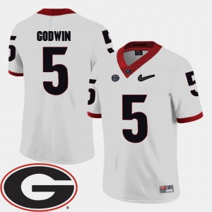 #5 Football Terry Godwin College Jersey 2018 SEC Patch Men's White University of Georgia