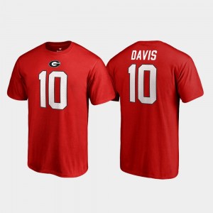 Thomas Davis Sr. College T-Shirt Red Name & Number For Men #10 Georgia Legends