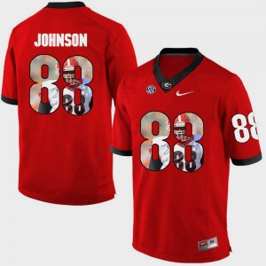 Toby Johnson College Jersey Red University of Georgia #88 Pictorial Fashion For Men