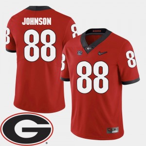 GA Bulldogs Red Toby Johnson College Jersey 2018 SEC Patch Football #88 For Men's
