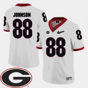 2018 SEC Patch Football White #88 UGA Bulldogs Toby Johnson College Jersey Mens
