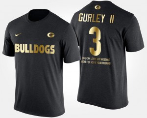 Black Gold Limited Georgia Men #3 Short Sleeve With Message Todd Gurley II College T-Shirt