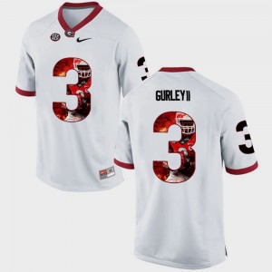 White University of Georgia Pictorial Fashion Todd Gurley II College Jersey Men's #3