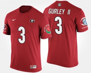 For Men's Southeastern Conference Rose Bowl Red Georgia Bulldogs #3 Todd Gurley II College T-Shirt Bowl Game