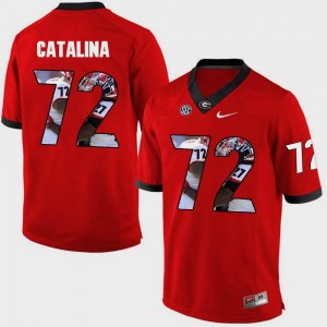 GA Bulldogs Men's #72 Pictorial Fashion Tyler Catalina College Jersey Red