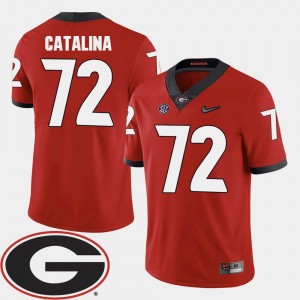 2018 SEC Patch Red Tyler Catalina College Jersey Football Men's #72 Georgia Bulldogs