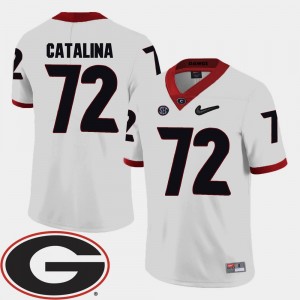 2018 SEC Patch Tyler Catalina College Jersey #72 Football Georgia Bulldogs White For Men