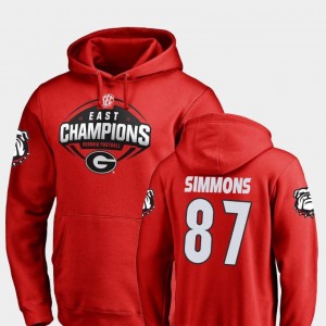 2018 SEC East Division Champions #87 University of Georgia Mens Tyler Simmons College Hoodie Red Football