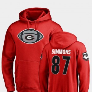 Game Ball #87 Red For Men Tyler Simmons College Hoodie Football UGA Bulldogs