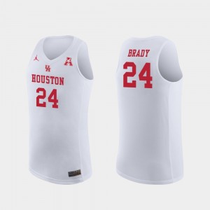 For Men's #24 White Houston Cougars Replica Breaon Brady College Jersey Basketball