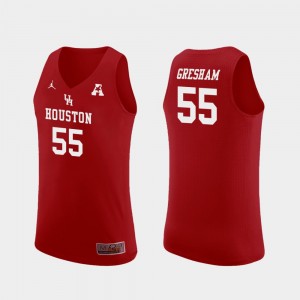 Houston Replica Men's #55 Basketball Brison Gresham College Jersey Red